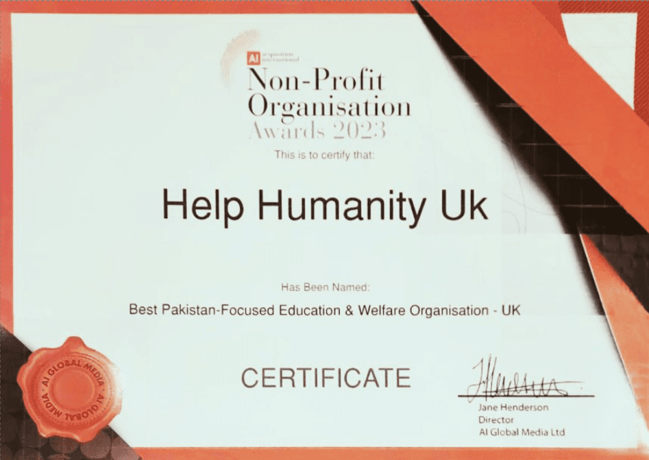 Non-Profit Organisation Award 2023 Certificate